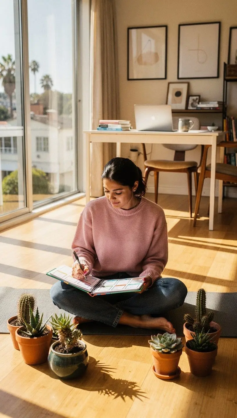 Person using a planner for time blocking